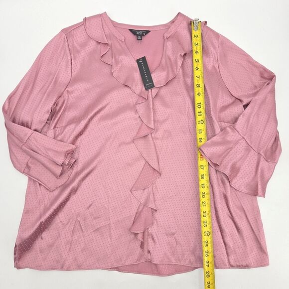 Investments Riley Top Blouse Womens Size 2X Pink Polka Dots Office Work Business - Picture 5 of 7